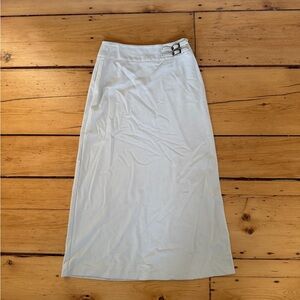 Tailor B. Moss Elegant White Maxi Skirt with Dual Buckle